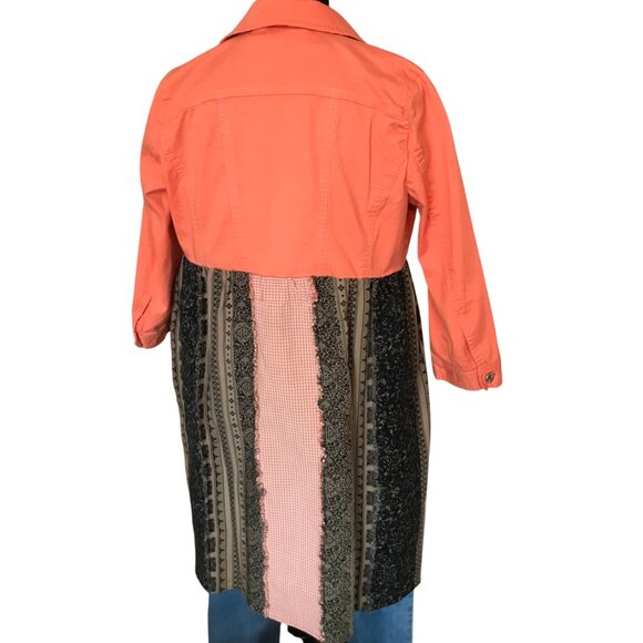 Boho Patchwork Duster, Size S-M: Upcycled Hippie Dress, Rag Quilt Seams - Picture 9 of 10